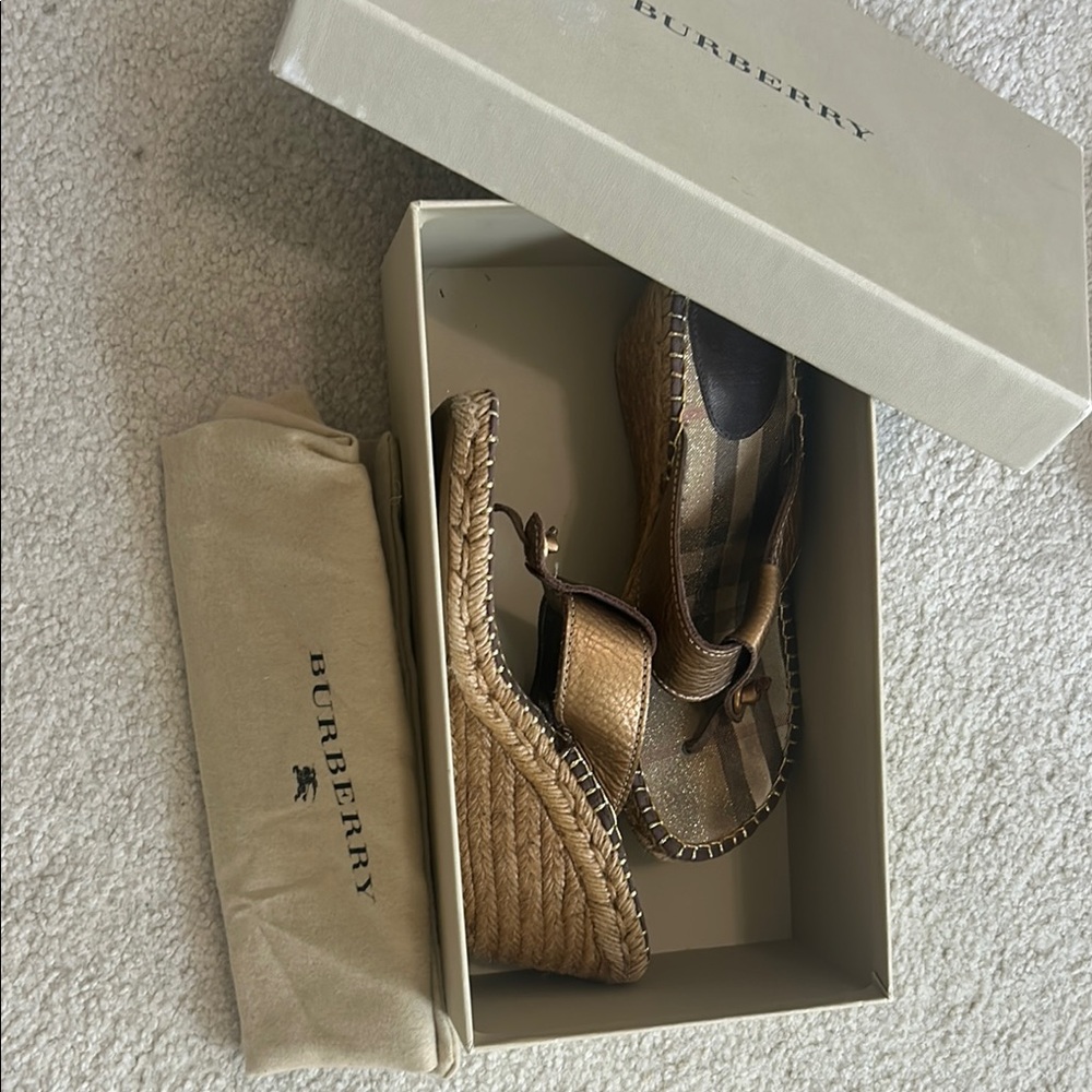 Burberry Tan Wedge Sandals